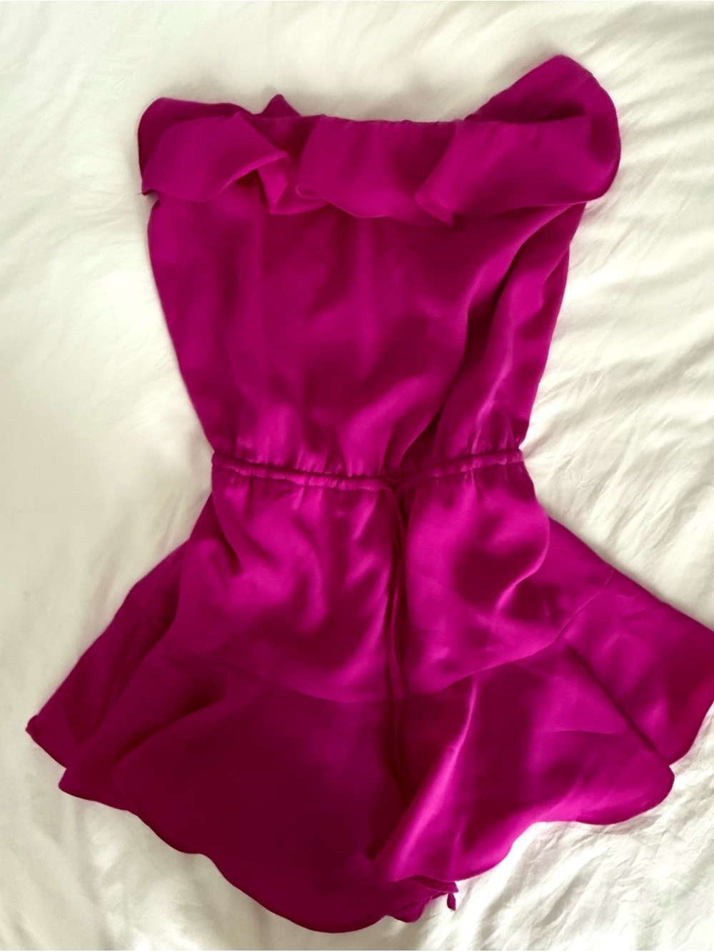 Pink Lily Hot Pink Strapless Romper